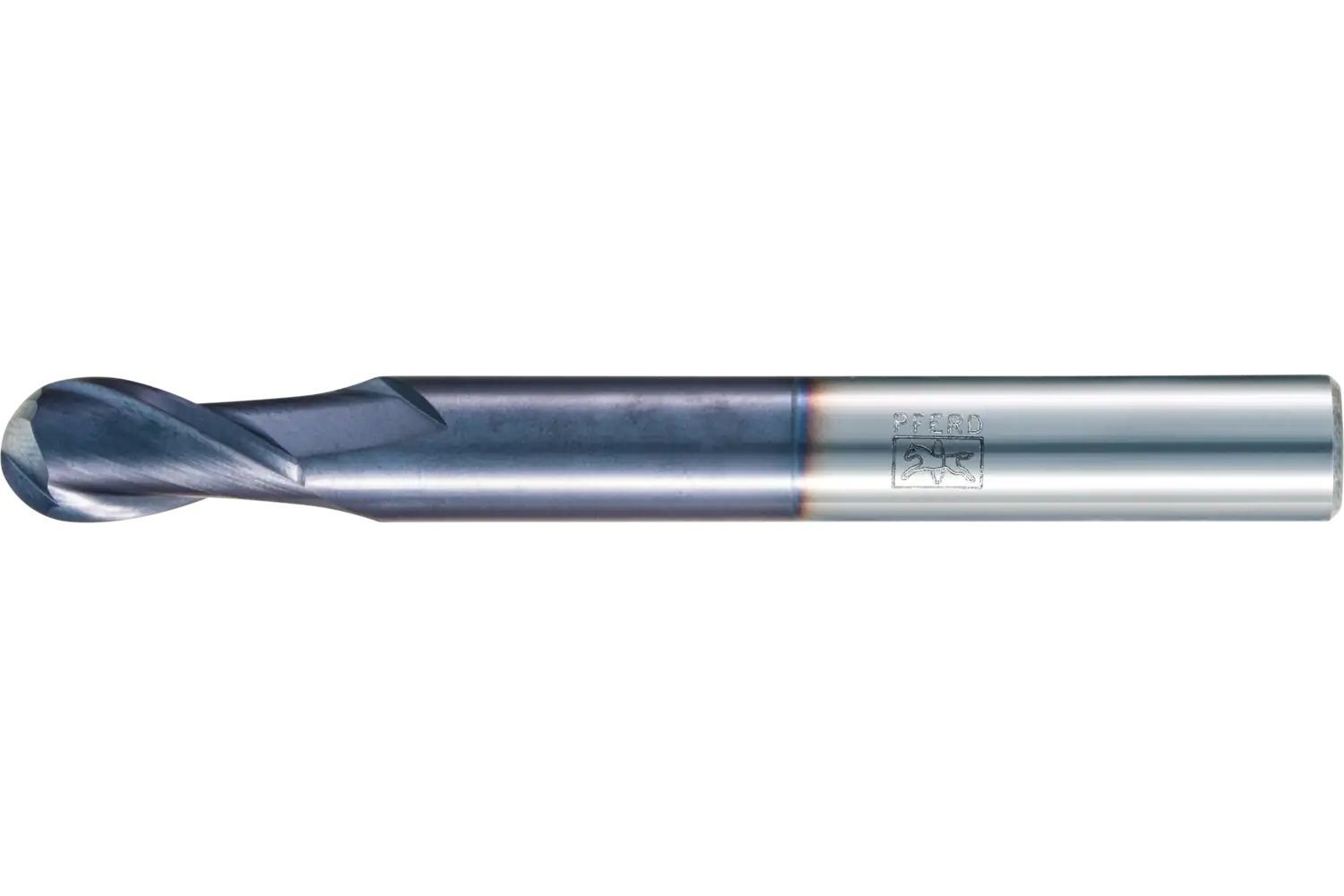 Picture of Pferd Ball Nose End Mill, 2 flutes, 1/2" Dia, 1" APMX, 4-1/2" OAL, cylindrical shank
